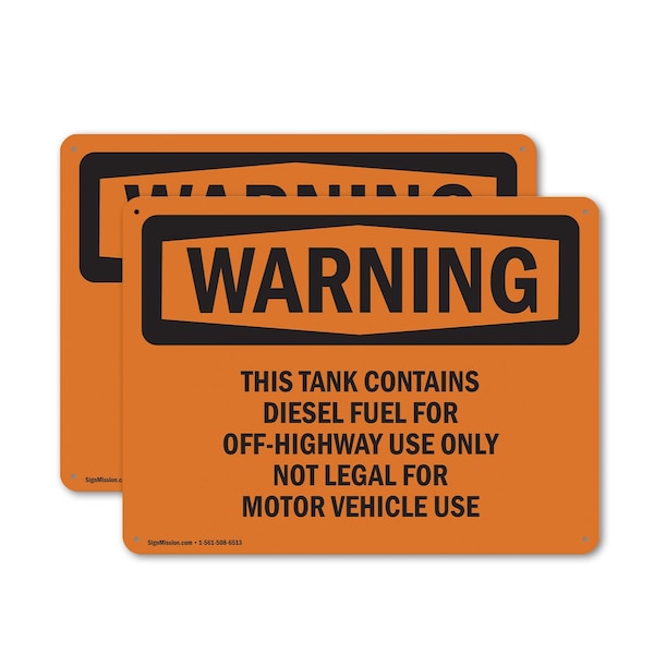 Signmission This Tank Contains Diesel Fuel For Off-Highway, 14 in W x Rectangle, Plastic OS-2PACK-WS-P-1014-L-12431 - main